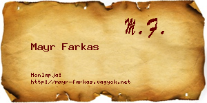 Mayr Farkas névjegykártya